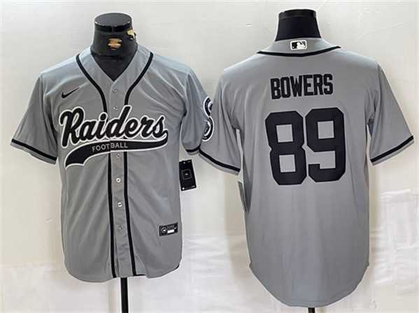 Mens Las Vegas Raiders #89 Brock Bowers Gray Cool Base Baseball Stitched Jersey->las vegas raiders->NFL Jersey